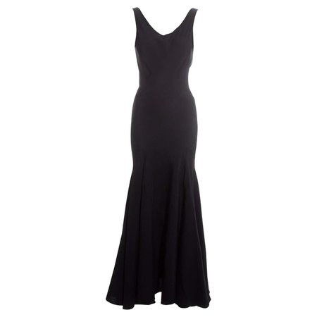 John Galliano black viscose crêpe bias cut low back evening gown, fw 1988 For Sale at 1stDibs