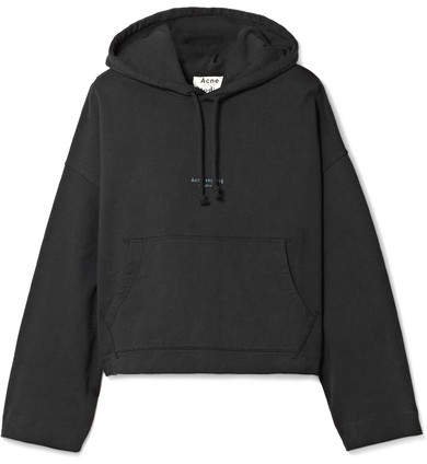 Joggy Cropped Cotton-jersey Hooded Top - Black