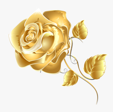 Rose Gold Flower Png Graphic Black And White Stock - Gold Flower Floral Png, Transparent Png - kindpng