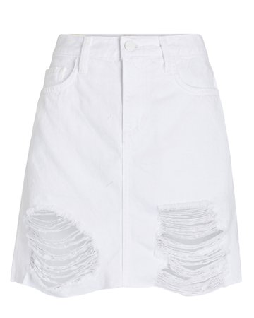 L'Agence Jolene Distressed Denim Mini Skirt | INTERMIX®