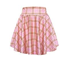 Afibi Casual Mini Stretch Waist Flared Plain Pleated Skater Skirt (Medium, Pink) at Amazon Women’s Clothing store