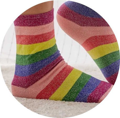 uo glittery rainbow socks