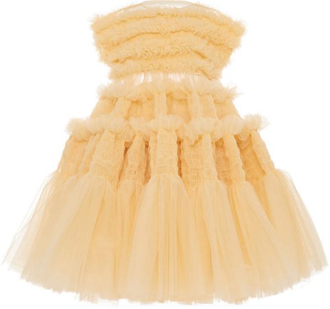 Molly Goddard Skye Smocked & Ruffled Tulle Gown Size: M