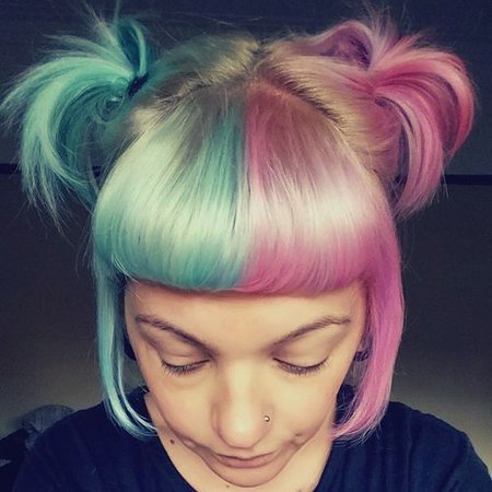 Half Pastel Blue-Half Pastel Pink Hair