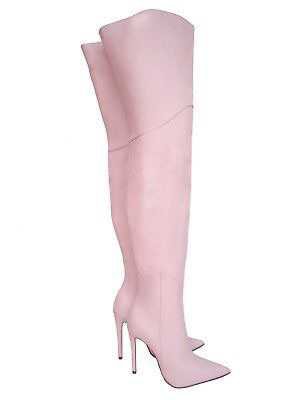 CQ COUTURE CUSTOM OVERKNEE BOOTS STIEFEL STIVALI SHOES LEATHER ROSA PINK