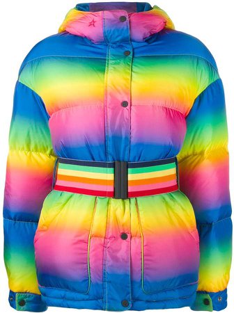 oversized rainbow puffer jacket