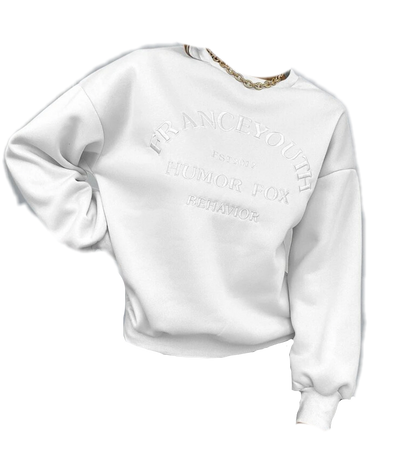 white sweatshirt
