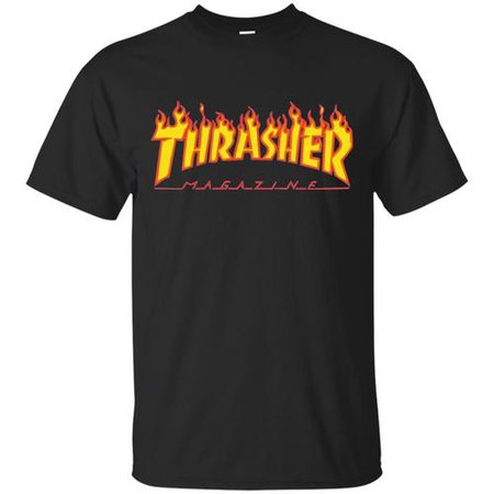 Thrasher Flame T-Shirt - Black - Lg Jaq T-Shirt - Keni