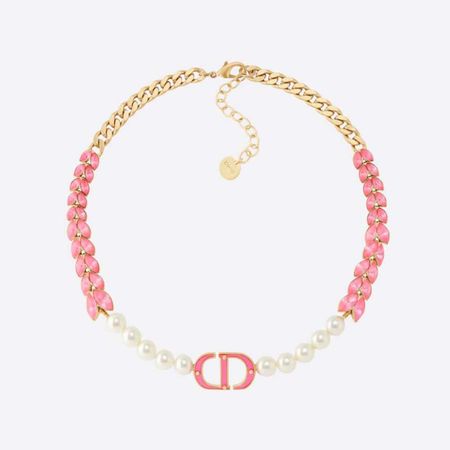 dior gold 30 montaigne necklace pink logo