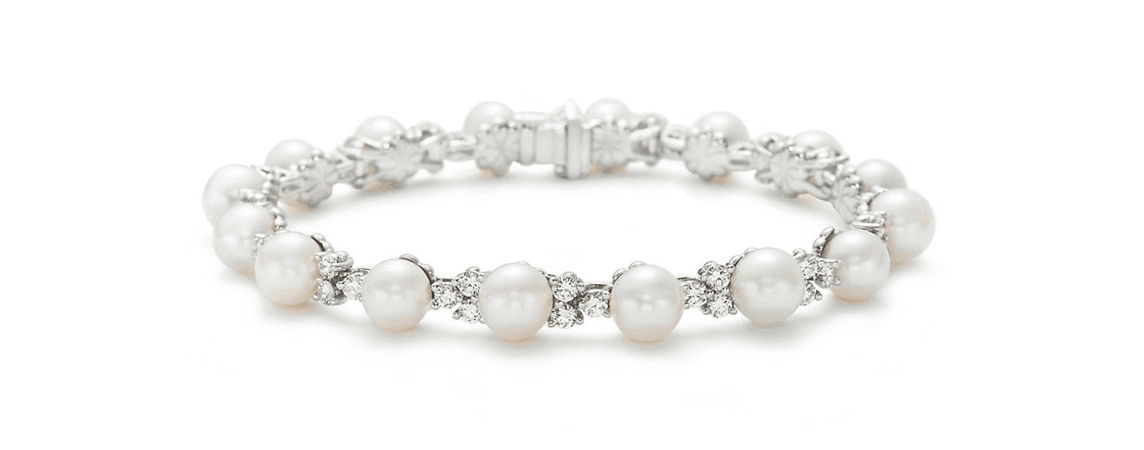Tiffany Victoria Tennis Bracelet in Platinum with Diamonds and Pearls