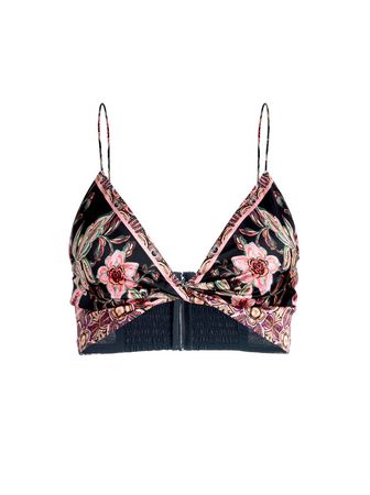 Tay Twist Front Bralette In Canopy Tile Black | Alice And Olivia