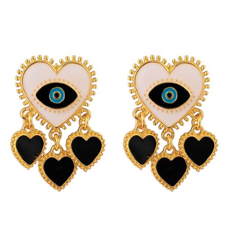 AENSOA Retro Gold Color Evil Eye Statement Earrings For Women Vintage Metal Heart Shape Metal Tassel Big Drop Earrings Jewelry|Hoop Earrings| - AliExpress