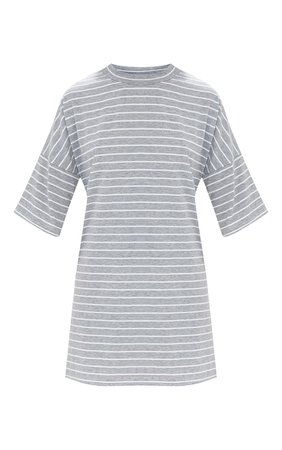 Grey Striped Oversized T-Shirt Dress | PrettyLittleThing USA