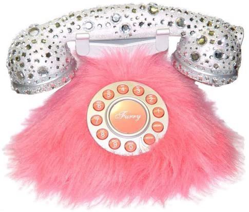 Amazon.com: Southern Telecom Pink Fur and Rhinestone Phone: Home & Kitchen