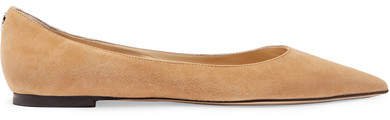 Love Suede Point-toe Flats - Beige