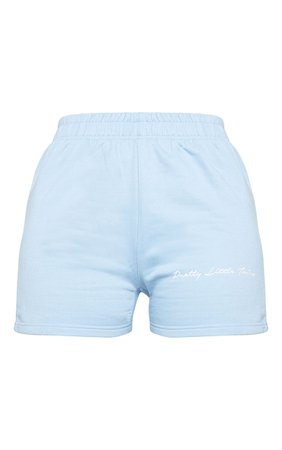 PRETTYLITTLETHING Shape Dusty Blue Embroidered Sweat Shorts | PrettyLittleThing USA