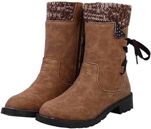 Amazon.com: Women's Winter Snow Boots Zipper Buckles Strap Warm Ankle Mid Flat Boot (Red, 9): Clothing