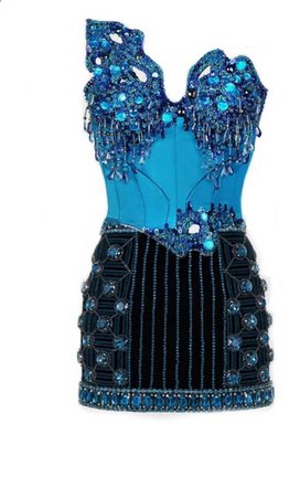 jeweled blue strapless black mini dress