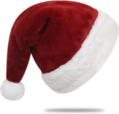 Amazon.com: Chisander Santa Hats, Santa Hat for Adults, Unisex Plush Cuffs Fabric Xmas Hat for Christmas New Year Festive Party Supplies : Home & Kitchen