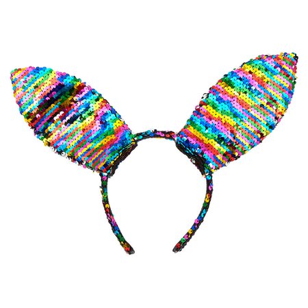 Rainbow Sequin Bunny Ears Headband