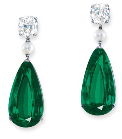 emerald diamond pearl earrings