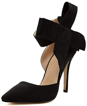 Amazon.com | Z&L Fashion Women's Pointy Toe High Heel Stiletto Big Bow Pumps Black Size 6 | Pumps