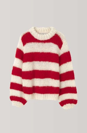 red white sweater striped