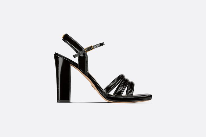 Dior Call Heeled Sandal Black Shiny Calfskin - Shoes - Women's Fashion | DIOR