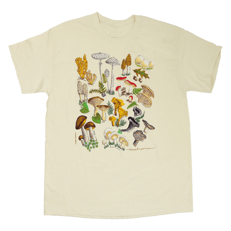 Mushrooms Adult Natural T-shirt – Liberty Graphics