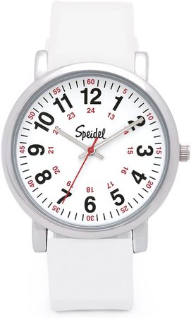 Amazon.com: Speidel Scrub Watch for Medical Professionals with Light Pink Silicone Rubber Band, Easy to Read Dial, Red Second Hand, Military Time for Nurses, Doctors, Surgeons, EMT Workers, Students and More: Speidel: Watches
