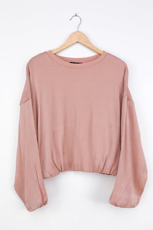 Blush Pink Sweatshirt - Pullover Sweatshirt - Satin Sweatshirt - Lulus