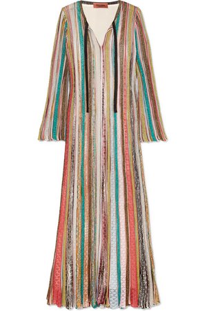 Missoni | Striped metallic crochet-knit maxi dress | NET-A-PORTER.COM