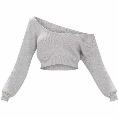 @lollialand - grey off the shoulder crop sweater