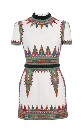 Cotton Canvas Short Sleeve Dress With Embroidery by Valentino | Moda Operandi
