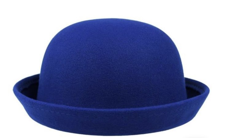 blue bowler hat
