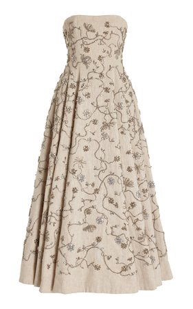 Erdem Dara Embroidered Linen Maxi Dress By Erdem | Moda Operandi