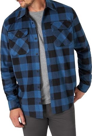 Amazon.com: Wrangler Authentics Men's Long Sleeve Heavyweight Fleece Shirt Blue Buffalo Plaid XX-Large : Clothing, Shoes & Jewelry