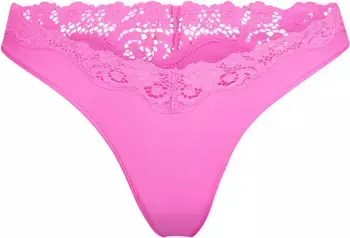 SKIMS Fits Everybody Corded Lace Trim Dipped Thong | Nordstrom