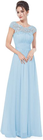 Amazon.com: Ever-Pretty Womens Cap Sleeve Lace Neckline Ruched Bust Formal Evening Dress 4 US Navy Blue: Clothing