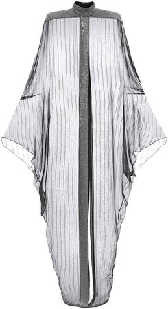 Balmain Crystal-Striped Silk-Chiffon Cape Gown Size: 36