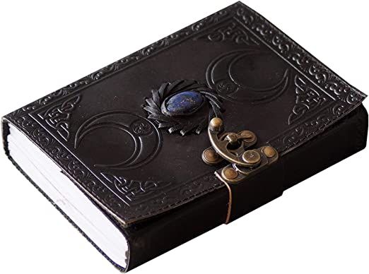 Amazon.com : Leather Journal Handmade Black Third Eye Stone Celtic Triple Moon Lapiz Blue Stone Embossed Vintage Daily Notepad Unlined Paper 7 x 5 Inches, Antique Journal & Writing Notebook Unlined Leather Journal : Office Products