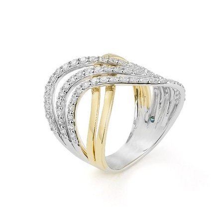 14K Yellow & White Gold Diamond Criss Cross Ring – Donald Haack Diamonds