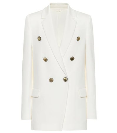 Cotton-blend double-breasted blazer
