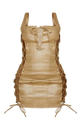 Shape Stone Coated Denim Lace Up Bodycon Dress | PrettyLittleThing USA