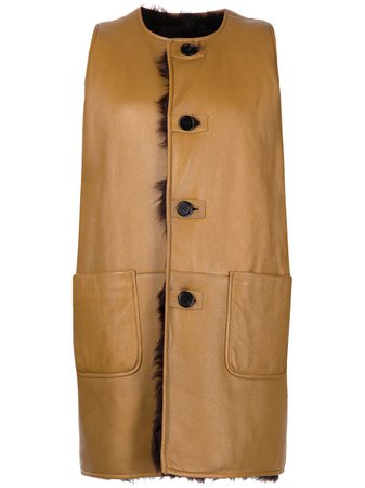 Shop Marni reversible leather shearling gilet with Express Delivery - FARFETCH