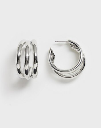 Glamorous silver triple hoop earrings | ASOS
