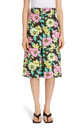 Balenciaga Floral Print Cotton A-Line Skirt | Nordstrom