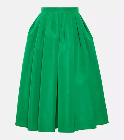 Gathered Polyfaille Midi Skirt in Green - Alexander Mc Queen | Mytheresa
