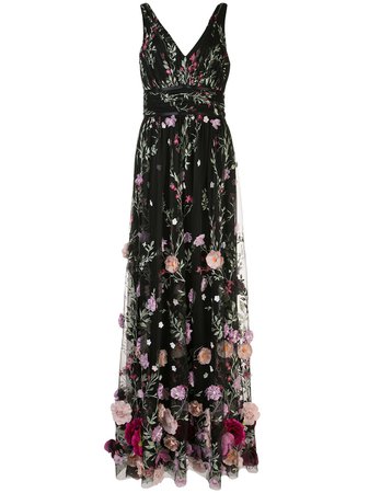 Marchesa Notte 3D Floral Sleeveless Gown Ss20 | Farfetch.com