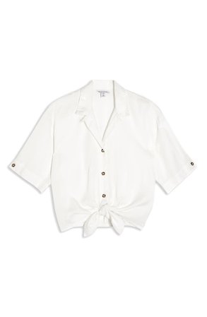 Demi Casual Knot Front Button-Up Shirt | Nordstrom